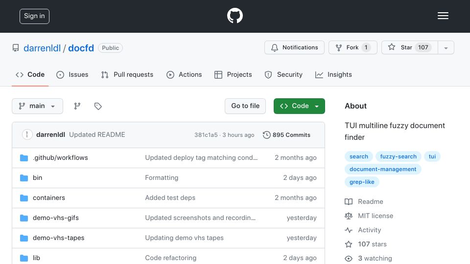 Screenshot of github.com: Show HN: Docfd: TUI multiline fuzzy document finder