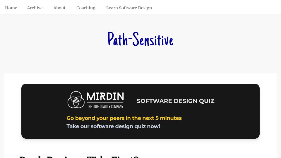 Screenshot of pathsensitive.com: Book Review: "Tidy First?" By Kent Beck