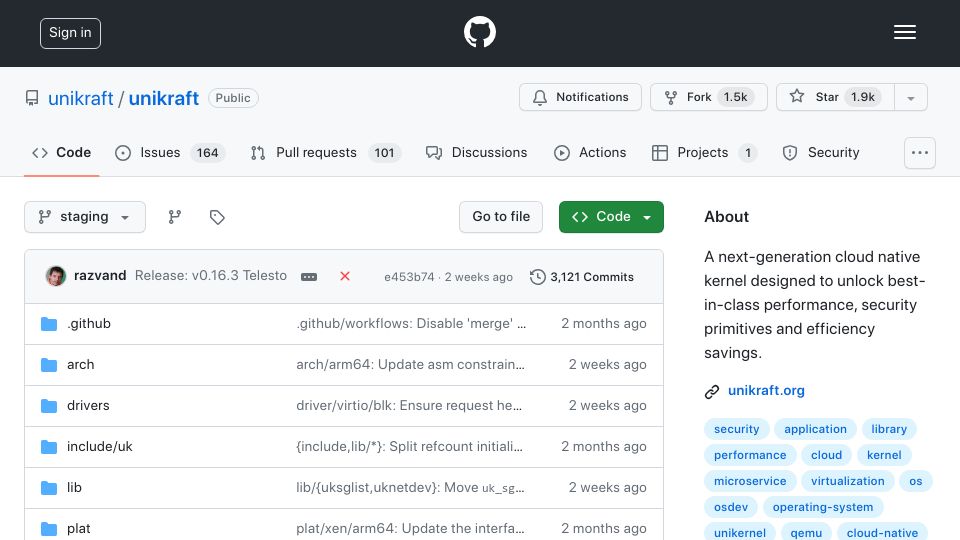 Screenshot of github.com: KraftCloud