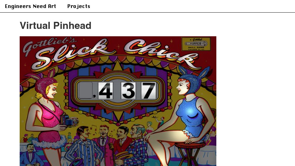 Screenshot of engineersneedart.com: Virtual Pinhead