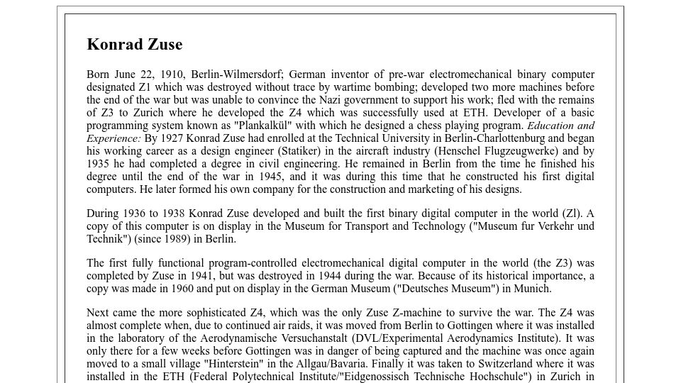 Screenshot of xn--plankalkl-x9a.de: Konrad Zuse (1994)
