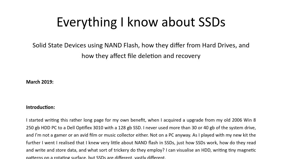 Screenshot of kcall.co.uk: Everything I know about SSDs (2019)