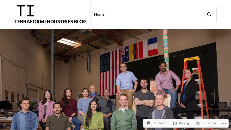 Screenshot of terraformindustries.wordpress.com: Terraform makes carbon neutral natural gas