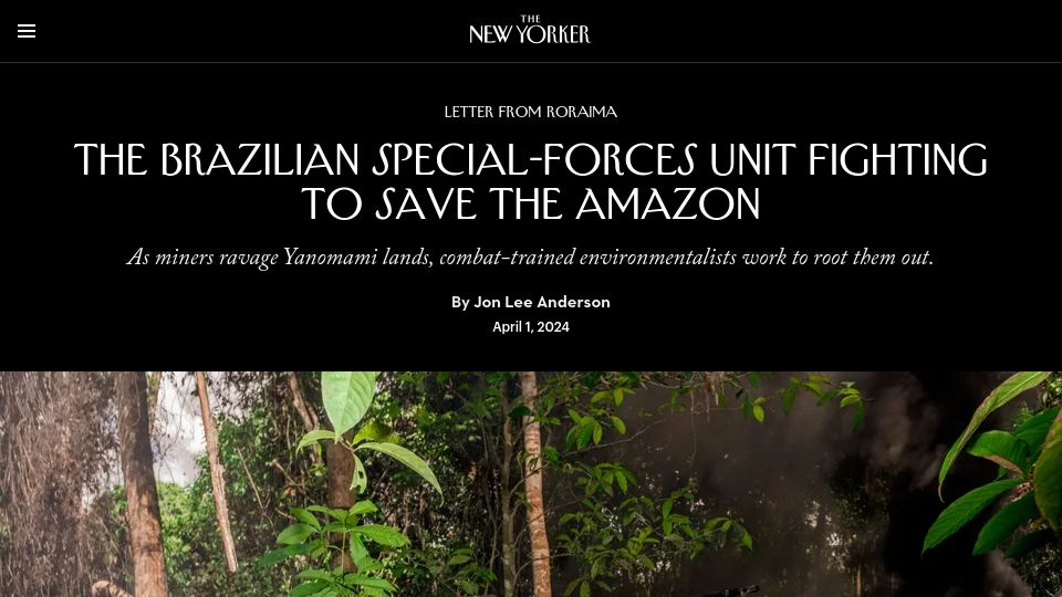 Screenshot of newyorker.com: A Brazilian special-forces unit fighting to save the Amazon