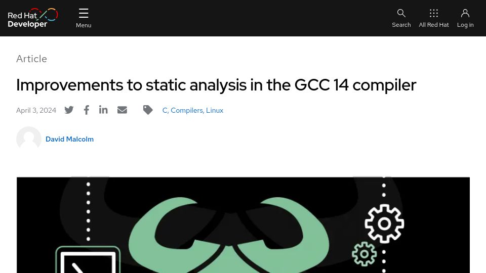 Screenshot of developers.redhat.com: Improvements to static analysis in GCC 14
