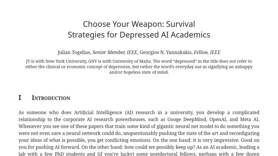 Screenshot of ar5iv.labs.arxiv.org: Choose your weapon: Survival strategies for depressed AI academics