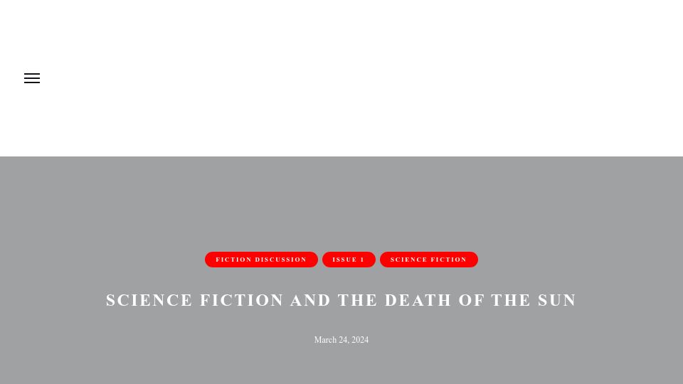 Screenshot of typebarmagazine.com: Science fiction and the death of the sun