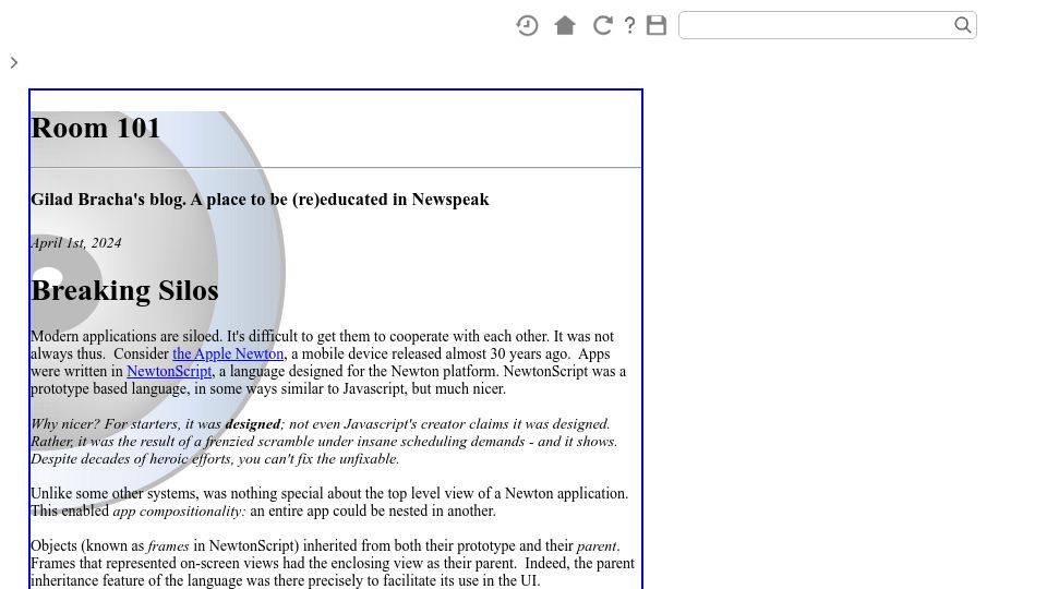 Screenshot of blog.bracha.org: Breaking Silos