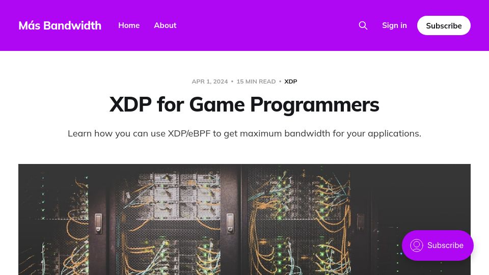 Screenshot of mas-bandwidth.com: XDP for game programmers