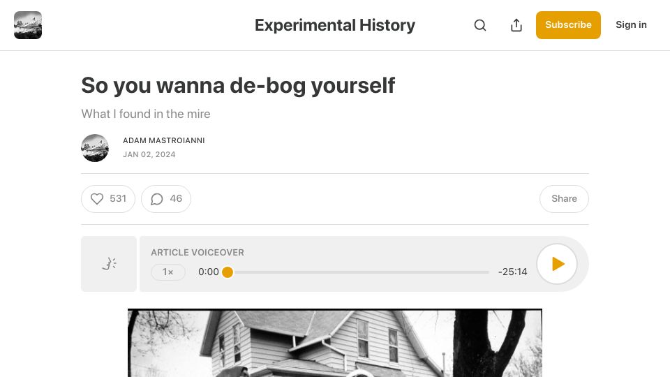 Screenshot of experimental-history.com: So you wanna de-bog yourself