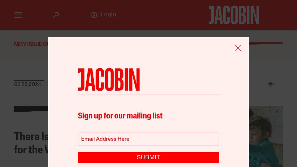 Screenshot of jacobin.com: There Is No Substitute for the Welfare State