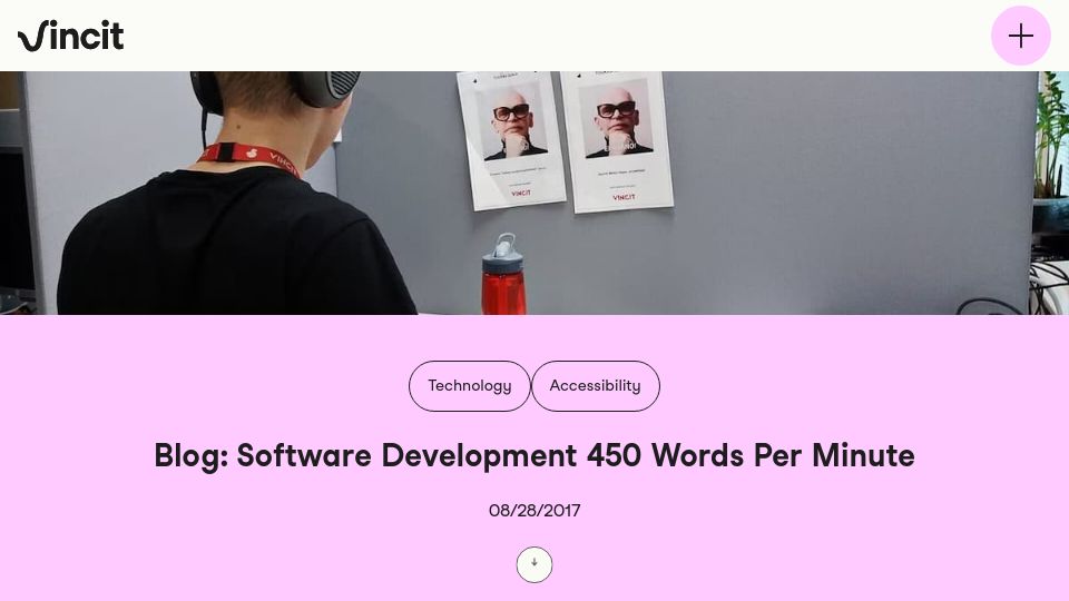 Screenshot of vincit.com: Interview with a blind developer on how he works (2017)