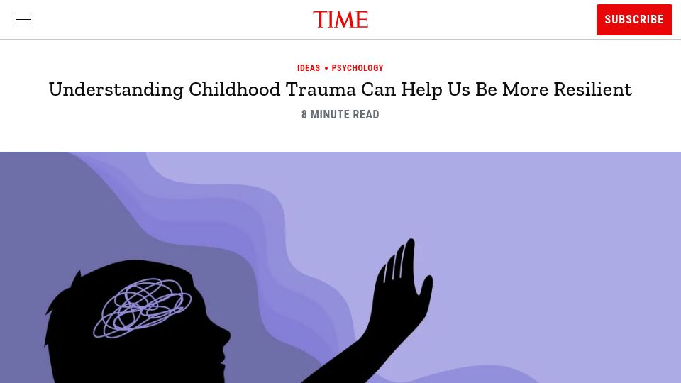 Screenshot of time.com: Understanding Childhood Trauma Can Help Us Be More Resilient