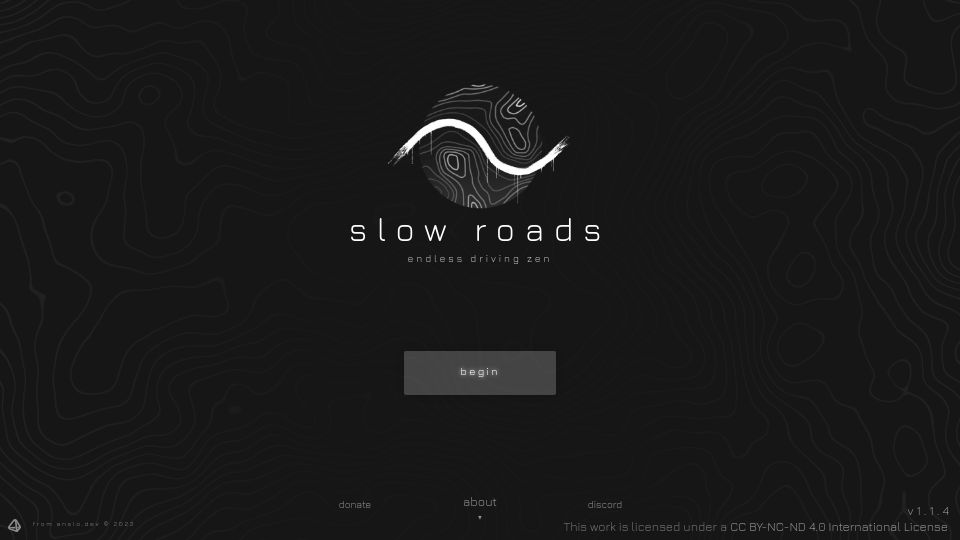 Screenshot of slowroads.io: Slowroads