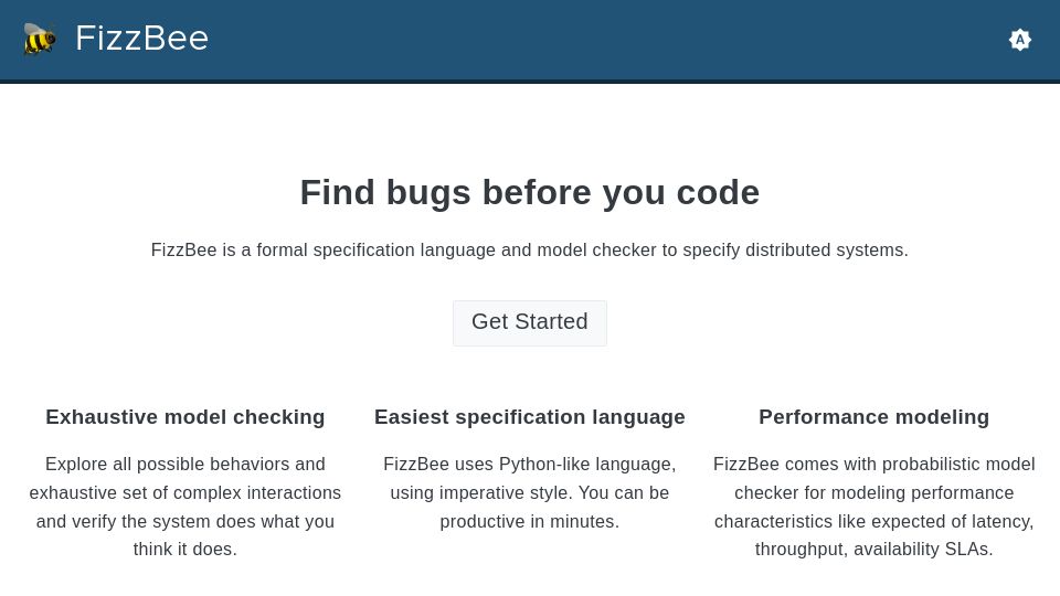 Screenshot of fizzbee.io: Show HN: FizzBee – Formal methods in Python