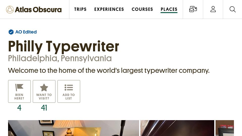 Screenshot of atlasobscura.com: Philly Typewriter
