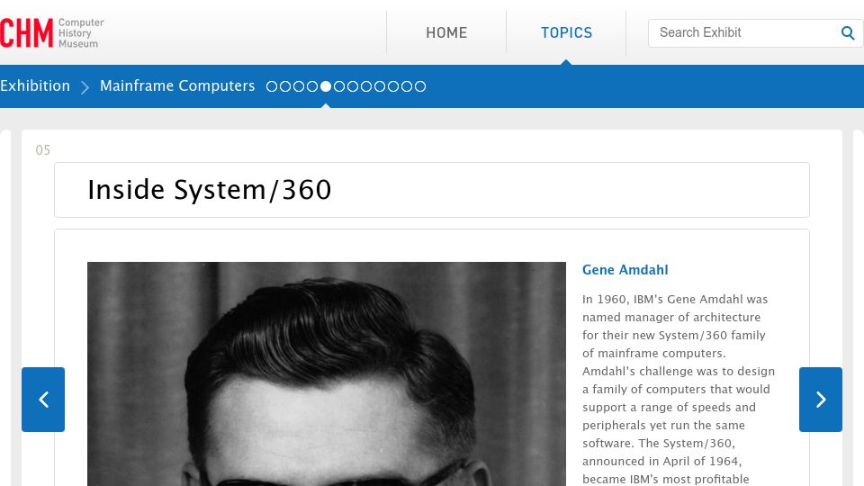 Screenshot of computerhistory.org: System/360 – CHM Revolution