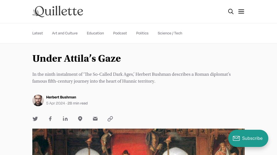 Screenshot of quillette.com: Under Attila's Gaze