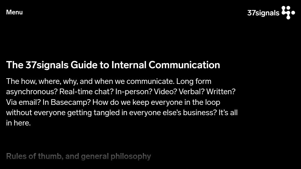 Screenshot of 37signals.com: How we communicate