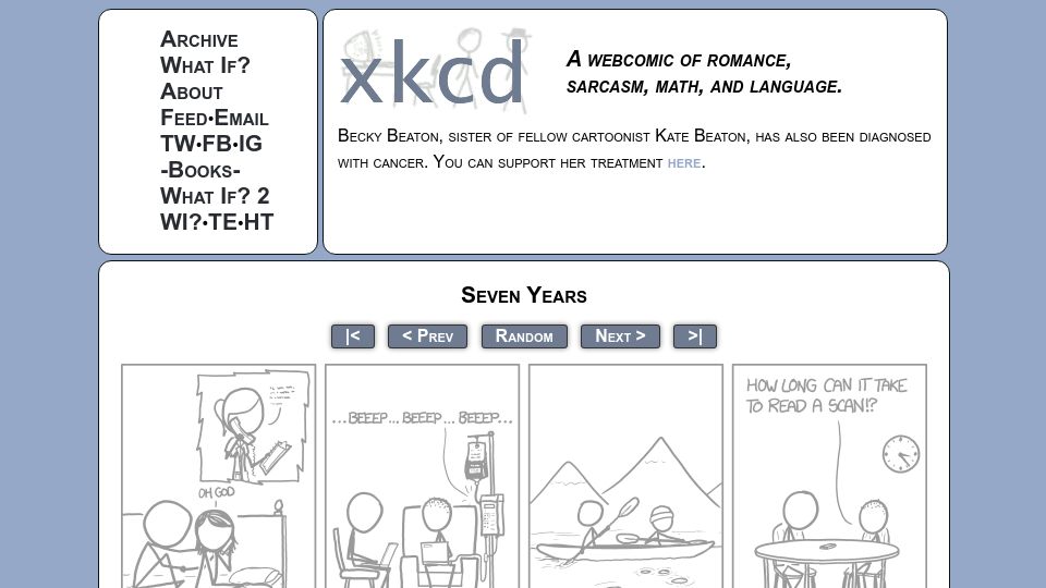 Screenshot of xkcd.com: Xkcd 1928: Seven Years (2017)