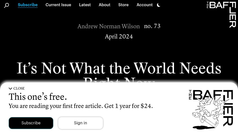 Screenshot of thebaffler.com: It's not what the world needs right now