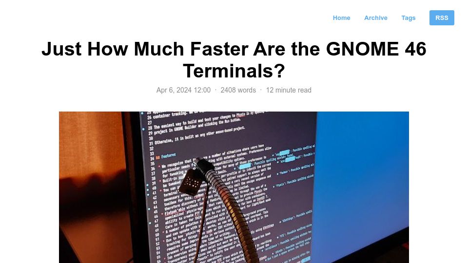 Screenshot of bxt.rs: How much faster are the Gnome 46 terminals?