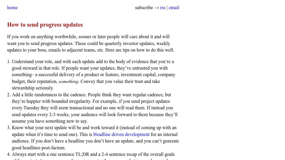 Screenshot of spakhm.com: How to send progress updates