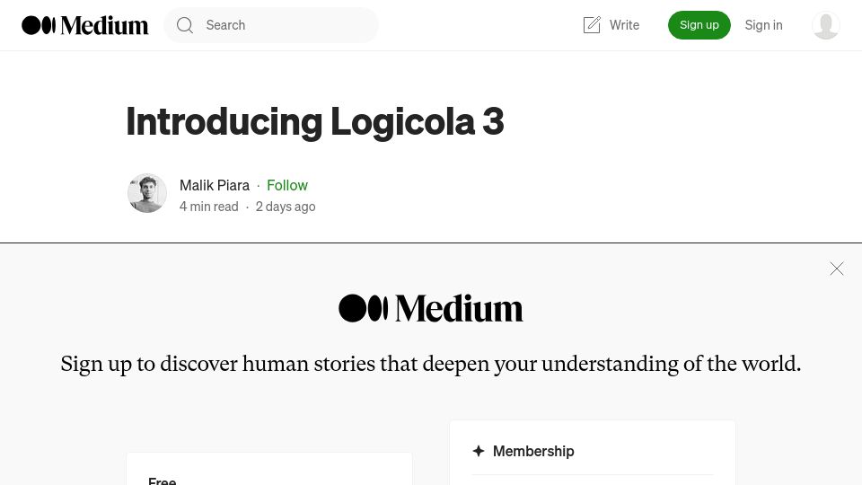 Screenshot of medium.com: Logicola 3