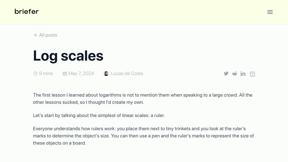 Screenshot of briefer.cloud: Logarithmic Scales