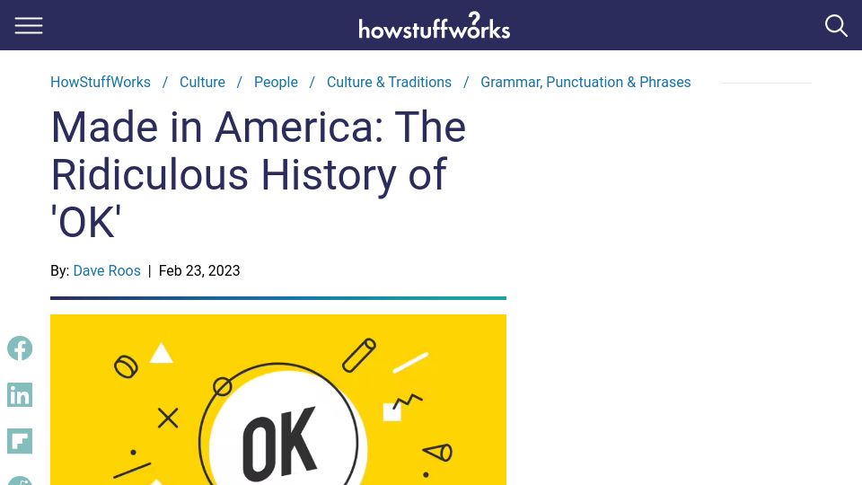 Screenshot of people.howstuffworks.com: The history of 'OK' (2023)