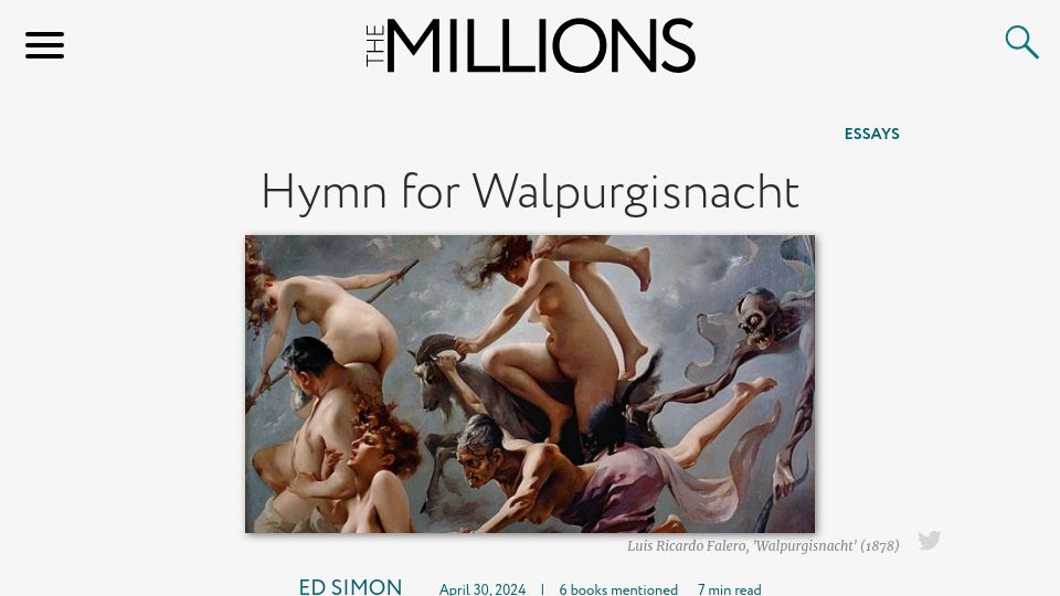 Screenshot of themillions.com: Hymn for Walpurgisnacht
