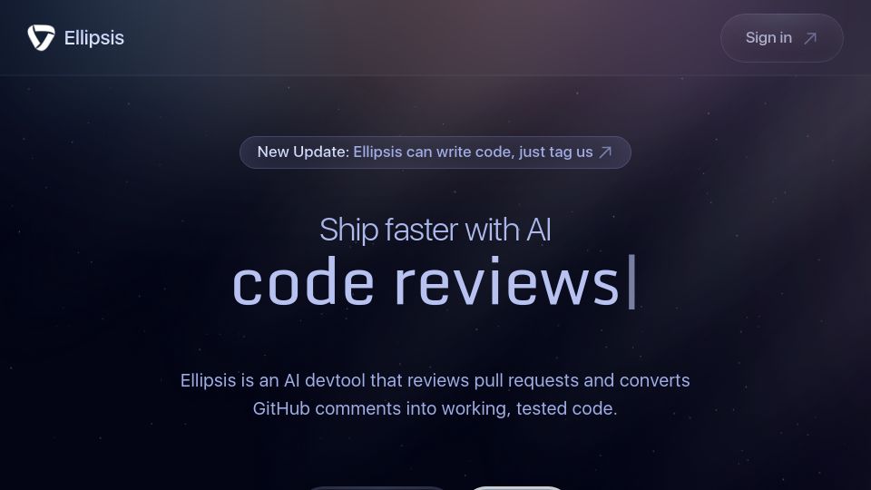 Screenshot of ellipsis.dev: Show HN: Ellipsis – Automated PR reviews and bug fixes