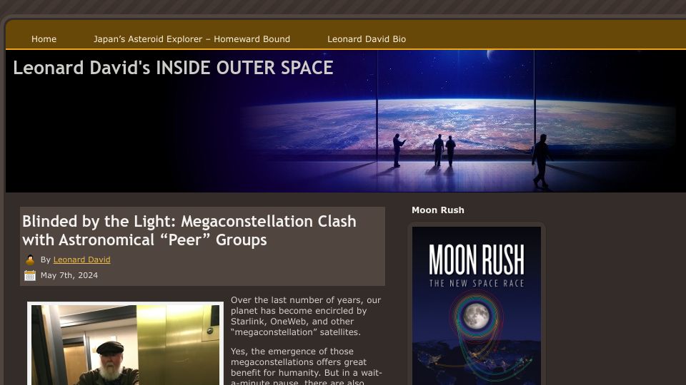 Screenshot of leonarddavid.com: How bad are satellite megaconstellations for astronomy?