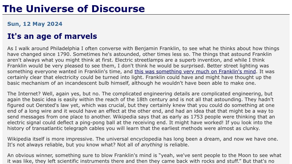 Screenshot of blog.plover.com: It’s an age of marvels