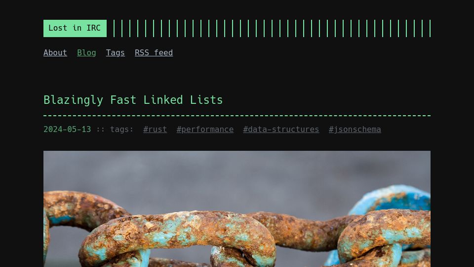 Screenshot of dygalo.dev: Fast linked lists