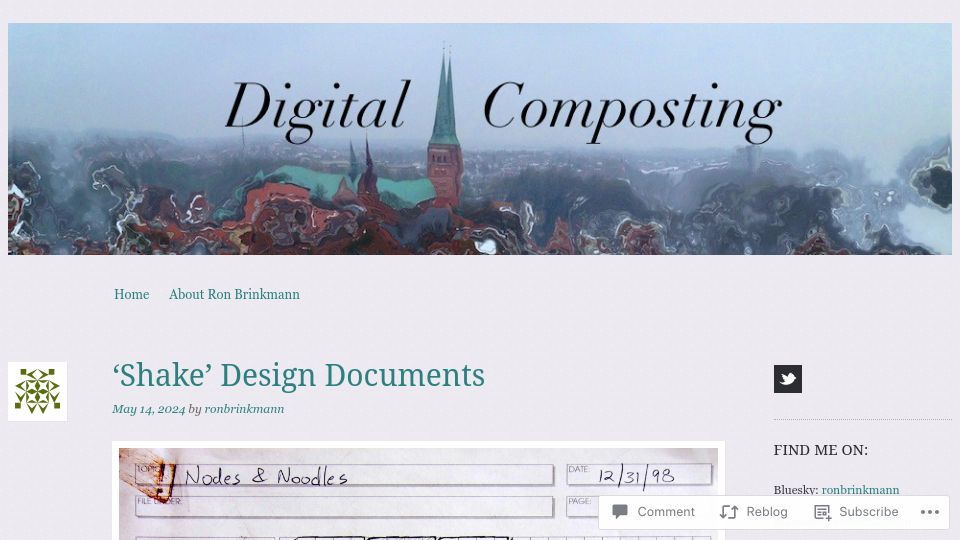 Screenshot of digitalcomposting.wordpress.com: 'Shake' Design Documents