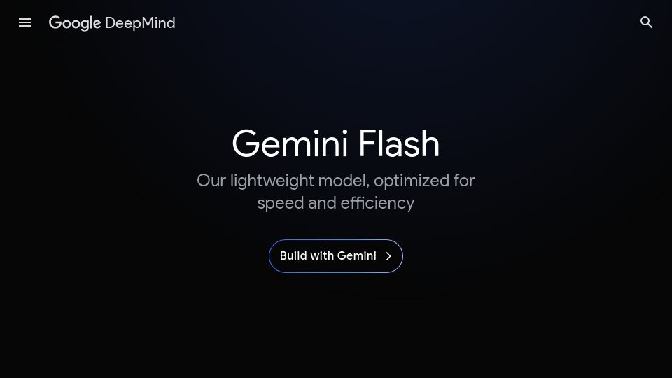 Screenshot of deepmind.google: Gemini Flash
