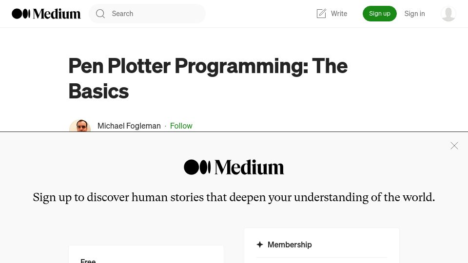 Screenshot of medium.com: Pen Plotter Programming: The Basics (2017)