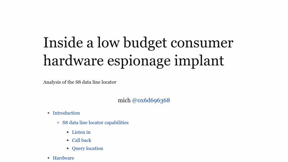 Screenshot of ha.cking.ch: A low budget consumer hardware espionage implant (2018)