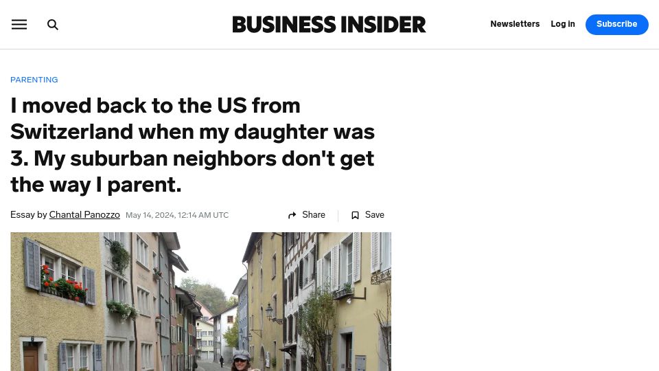 Screenshot of businessinsider.com: Swiss vs. American parenting: Differences according to a US mom