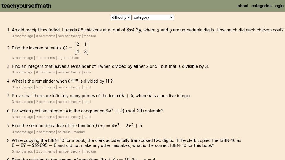 Screenshot of teachyourselfmath.app: Show HN: I built a math website the internet loved, I'm back with more features