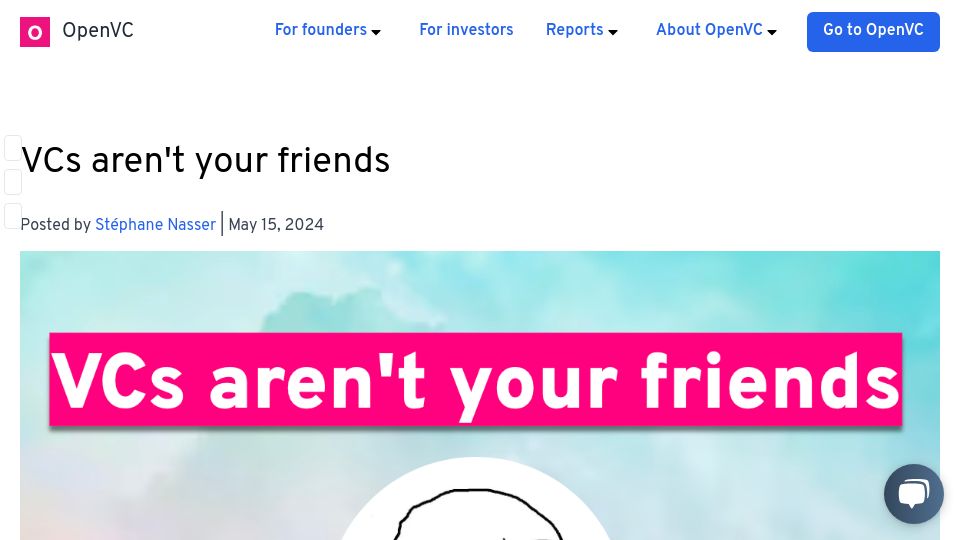 Screenshot of openvc.app: VCs aren’t your friends