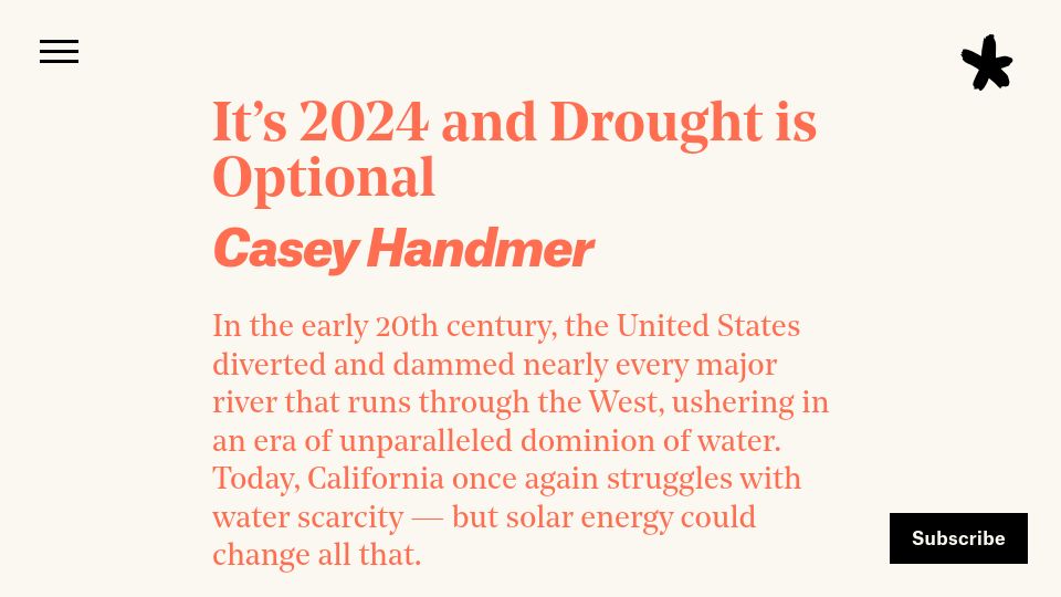 Screenshot of asteriskmag.com: It's 2024 and drought is optional