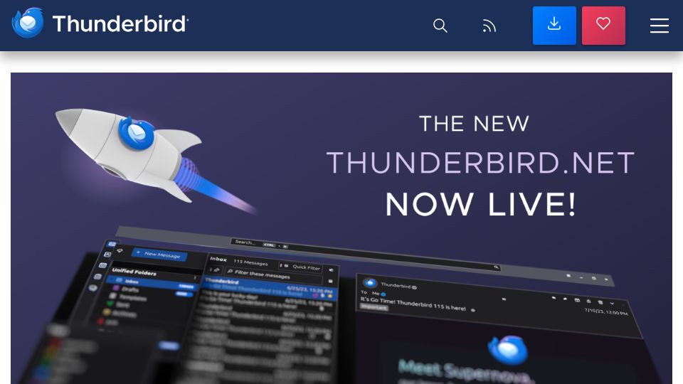 Screenshot of blog.thunderbird.net: Thunderbird.net Has a New Look