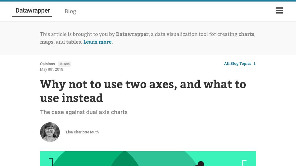 Screenshot of blog.datawrapper.de: The case against dual axis charts (and what to use instead) (2018)