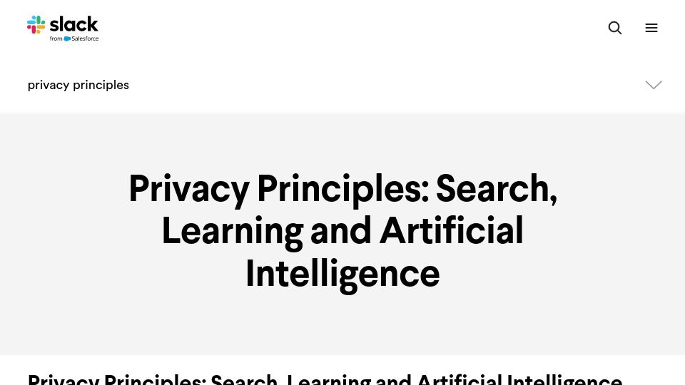 Screenshot of slack.com: Slack AI Training with Customer Data