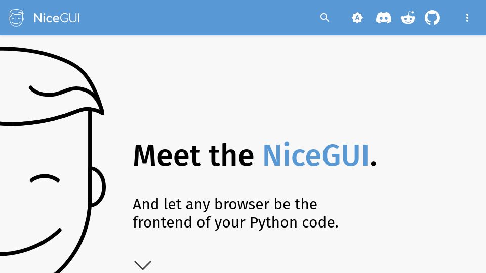 Screenshot of nicegui.io: NiceGUI – Simple web apps with Python