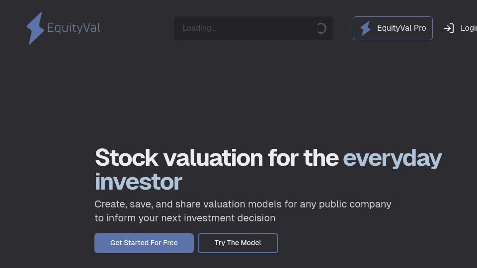Screenshot of useequityval.com: Show HN: I built a website to create financial models for any stock online