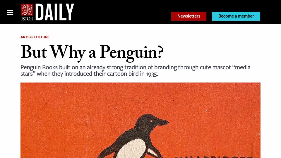 Screenshot of daily.jstor.org: But Why a Penguin?