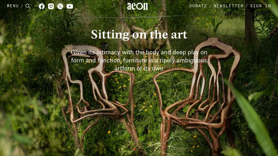 Screenshot of aeon.co: Sitting on the Art